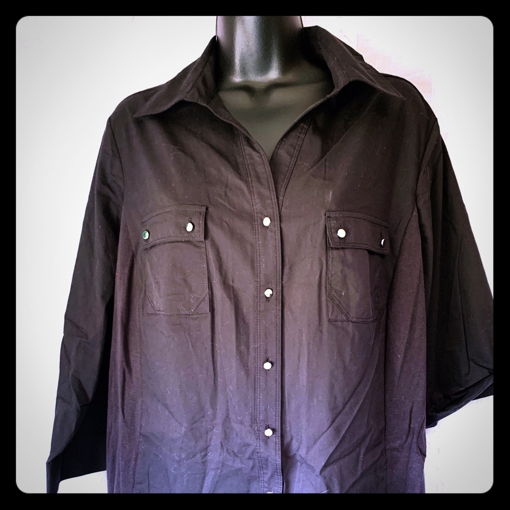 NWT Black Lifestyle Attitude Blouse Sz 1X